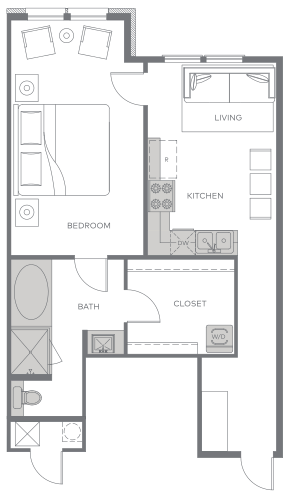 a floor plan showing the layout of a small apartment